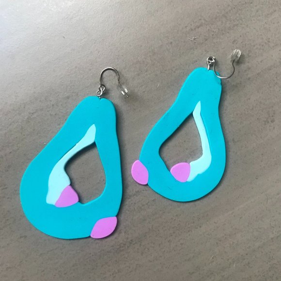 Retro 80s Bold Statement Blob Earrings - Picture 1 of 2